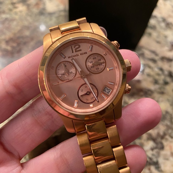 Ladies Michael Kors Runway Chronograph Watch MK5430 rose gold main image 4